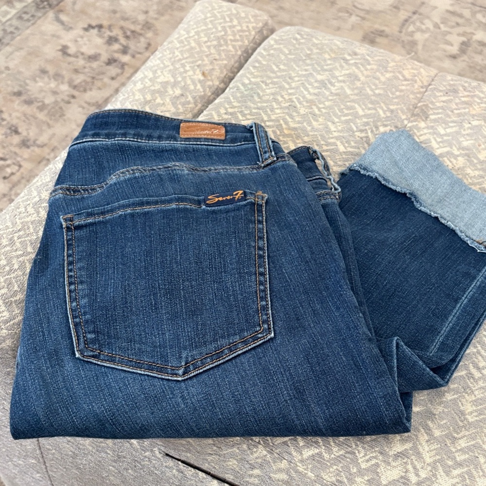 7 For All Mankind Indigo Cropped Jeans